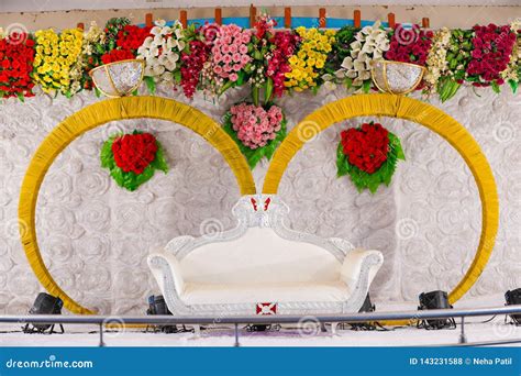 Wedding Stage of Flowers Disign Stock Photo - Image of color, flora: 143231588