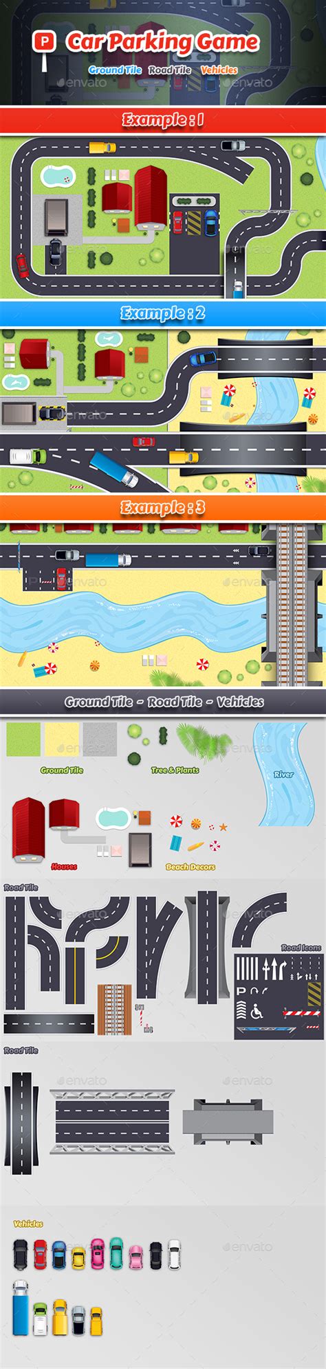 2D Car Parking Game Tile by Awns | GraphicRiver