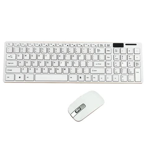 Slim White Wireless 2.4GHz Gaming Keyboard Mouse Combos Set 1000 2000DPI Professional Optical ...