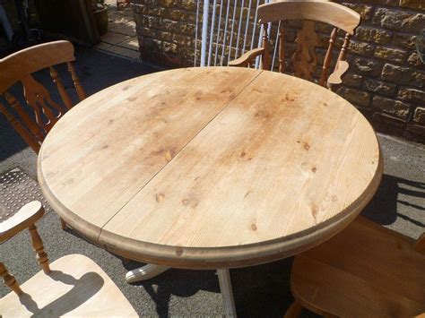 Super rustic/country solid pine round extending dining table and 4 chairs | in Northampton ...