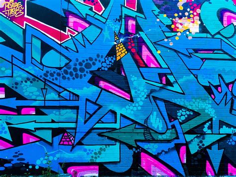 HD wallpaper: blue, pink, and black graffiti digital wallpaper, street art | Wallpaper Flare