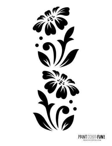 10 free flower stencil designs for printing & craft projects, at PrintColorFun.com