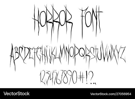 Horror font alphabet Royalty Free Vector Image