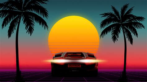 1920x1080 1980s Sunset Outrun 4k Laptop Full HD 1080P ,HD 4k Wallpapers,Images,Backgrounds ...