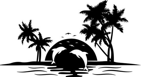 Beach Silhouette Vector at Vectorified.com | Collection of Beach Silhouette Vector free for ...