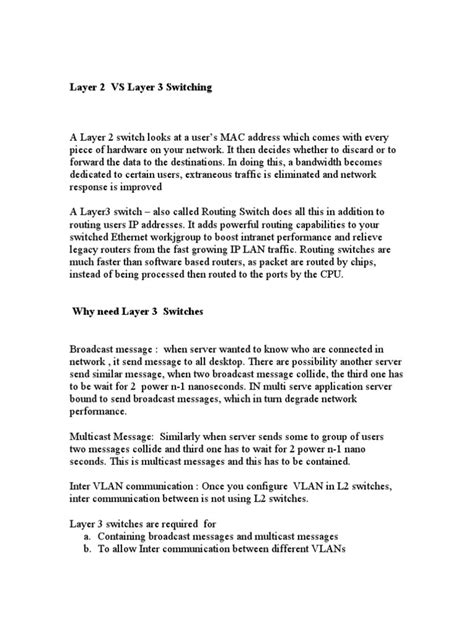 Layer 2 VS Layer 3 Switching | PDF | Network Switch | Routing