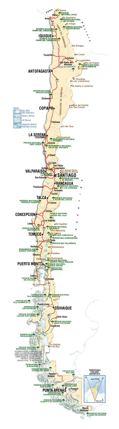 Detailed map of Chile | Chile | South America | Mapsland | Maps of the World