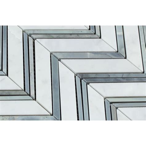 Carrara White Chevron with Blue Marble Polished/Honed – Tilezz