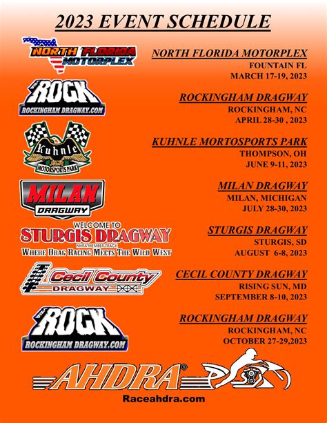 2023 AHDRA Motorcycle Drag Racing Schedule | Dragbike.com