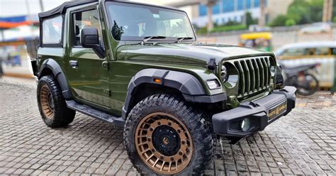 Mahindra Thar tastefully modified with olive green paint & alloy wheels [Video]