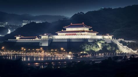 Premium AI Image | Night view of The National Palace Museum