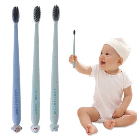 Baby Toothbrush Cartoon Non slip Handle Soft Bristle Kids Children Dental Clean Teeth Care Wheat ...