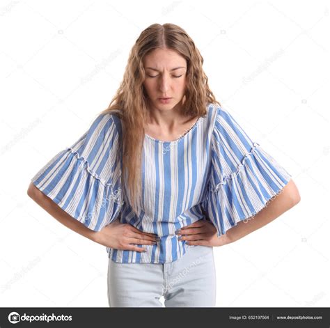 Young Woman Appendicitis White Background Stock Photo by ©serezniy 652197564