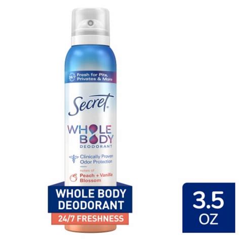 Secret® Deodorant Body Spray Peach & Vanilla Blossom Whole Body, 3.5 oz - Kroger