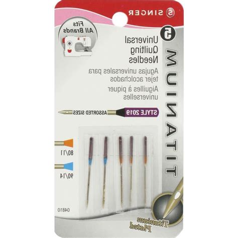 Singer Titanium Universal Quilting Machine Needles, Assorted Sizes,