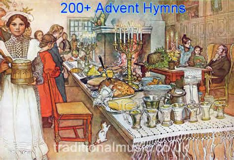 A Collection of 200+ Traditional Hymns for Advent, lyrics, and PDF, start page and titles list