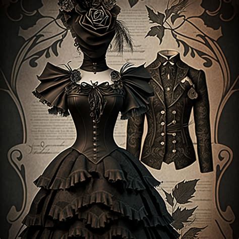 Victorian / Gothic Inspired Vintage Fashion Digital Background Paper / Black Dress / Mannequin ...