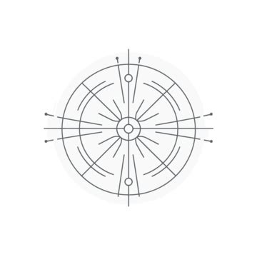 Blackline Vector Illustration Of The Design Of A Compass Circle Line With Lines And A Star ...