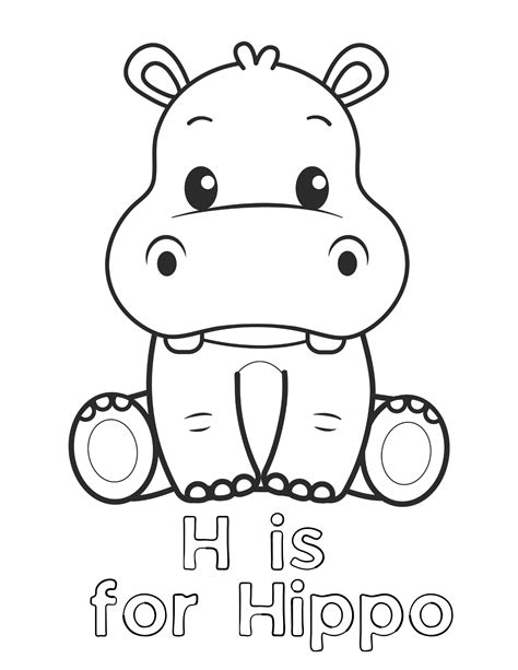 Cute Hippo Coloring Pages