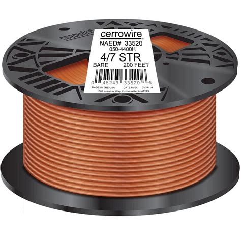 Cerrowire 200 ft. 4/1 Stranded Bare Copper Grounding Wire-050-4400H - The Home Depot