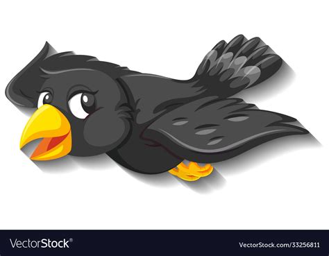 Black bird cartoon character Royalty Free Vector Image