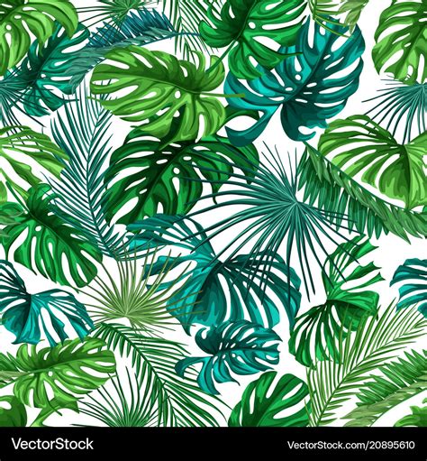 Tropical leaves summer seamless pattern Royalty Free Vector