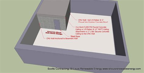 CAD Safe Room Design for an existing Basement-8in CMU, Steel Door, 6in Reinforced Concrete Ceiling