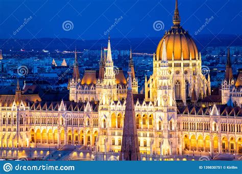 Night View of Illuminated Hungarian Parliament Building. Budapest, Hungary Stock Image - Image ...