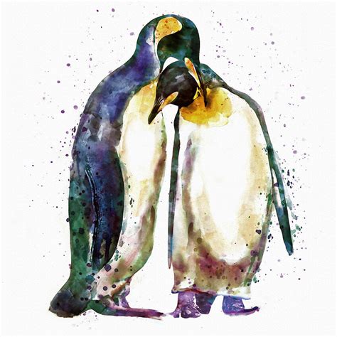 Penguin couple Painting by Marian Voicu - Pixels