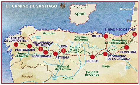 Map-Camino-De-Santiago-Spain-Luxury-Guided-Tours-Caspin-Journeys-Image | Camino de santiago ...