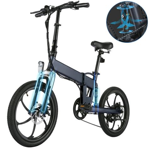 VIVI Upgraded 20'' Electric Folding Bike Adult Mountain E-bikes Bicycle, 350W Motor 36V/10.4Ah ...