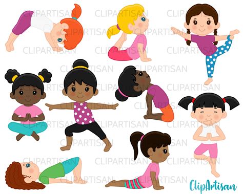 Yoga Poses Clip Art Yoga Girls Yoga Kids Clipart Yoga - Etsy