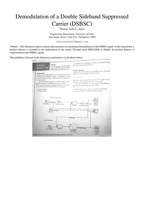 Demodulation of a Double Sideband Suppressed Carrier - Arizo - Demodulation of a Double Sideband ...