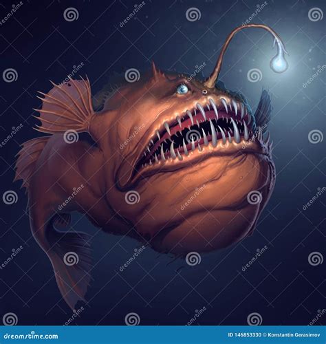 Angler Fish Attracts Prey Cartoon Vector | CartoonDealer.com #29592861