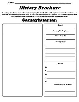 Sacsayhuaman "History Brochure" UDL Worksheet & WebQuest by Northeast Education