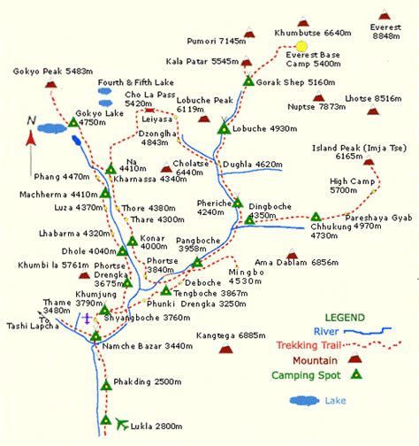 Trek Map of Lukla to Everest Base Camp| Everest Base Camp Trekking Map