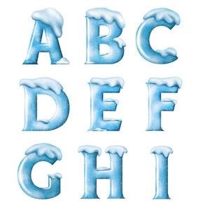 Frozen font ice alphabet clipart winter blue letters with | Etsy