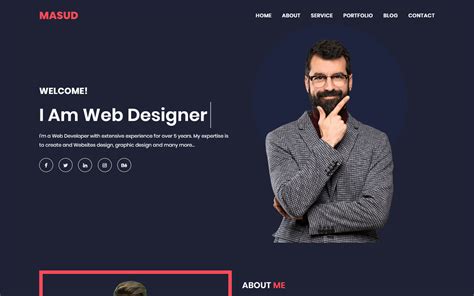 Masud Personal Portfolio HTML5 Landing Page Template for $19