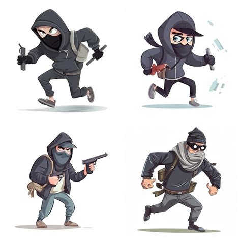 Premium AI Image | Cartoon character of robber white background