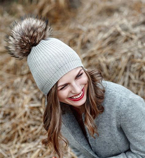 Hat. Italian Cashmere Wool Hat With Real Fur Pom Pom. Wool Hat. Fur Pom Pom Hat. Beanie Hat With ...