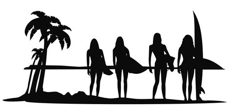 Surfer Girl Silhouette at GetDrawings | Free download