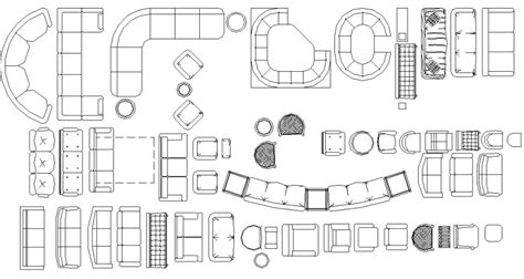 2d sofa-set furniture cad blocks - Cadbull