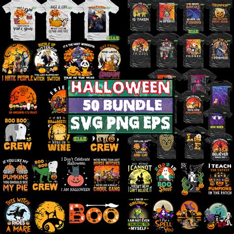 Halloween t shirt design 50 Bundles, Bundle Halloween, Bundles Halloween SVG, Halloween Bundle ...