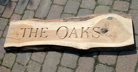 Waney Edge Oak Board with Hand Carved Incised Lettering