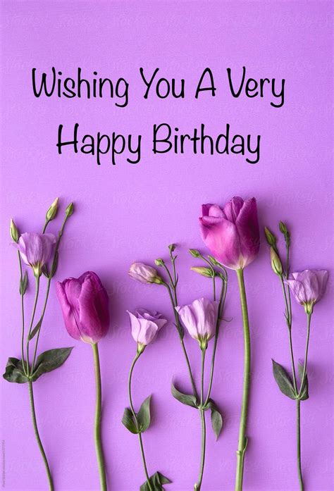 happy birthday wishes purple flowers - Edythe Larose