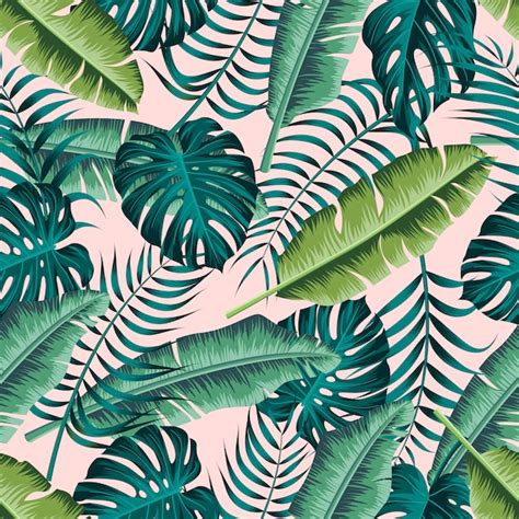 Premium Vector | Tropical leaves seamless pattern