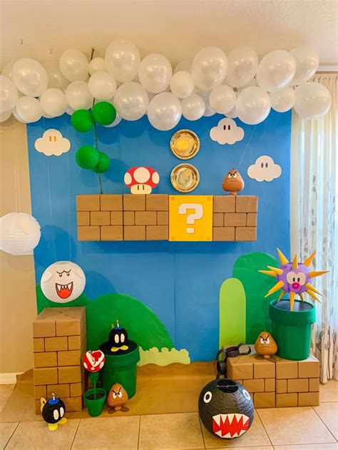 Super Mario party backdrop in 2023 | Super mario birthday party, Super mario bros birthday party ...