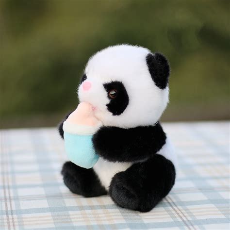 Baby Panda Toy with Milk Bottle, 5.5" Cute Baby Panda Stuffed Animal