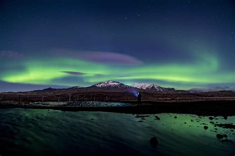 wallpaper northern lights, aurora, silhouette, mountains, snow, winter, starry sky, night HD ...