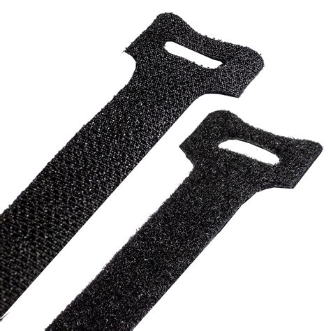 Velcro Straps, Black, 200mm Long x 19mm Wide, 100 Pack - KT Cables